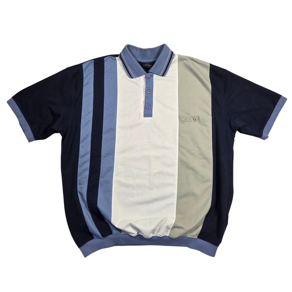 Vintage SRT‎ Mens XL Colorblock Polo Shirt Short Sleeve Pocket Retro Grunge Punk
